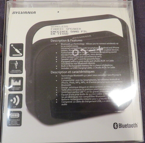 New-Sylvania SP434-BLACK Portable Bluetooth Retro-Design Fabric Speaker (Black) - Picture 3 of 6