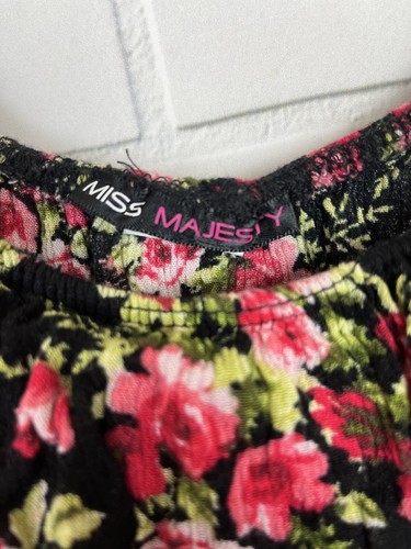 Miss Majesty Shirt Girls 3/4 Black Floral Peasant Tank Top Coquette Prairie 70s - Picture 12 of 12