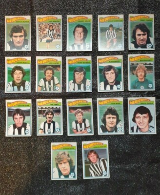 Newcastle United 1978 Topps Orange Back Football Karten x 17, Spieler wie abgebildet 