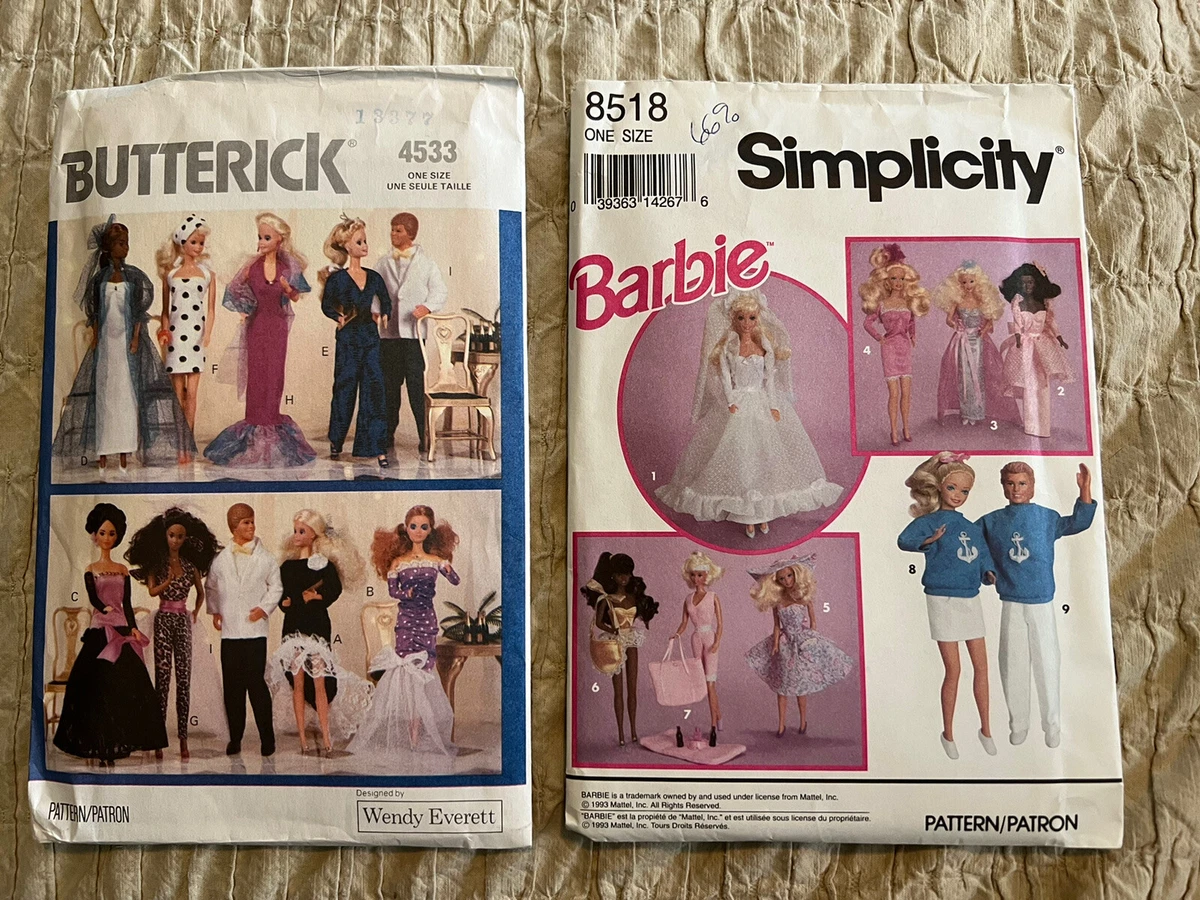 VINTAGE BARBIE DOLL SEWING PATTERNS CLOTHING Butterick and Simplicity Uncut