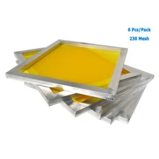 6pcs Screen Printing Frame Aluminum Frame with 230 Mesh Yellow Inner Dia 10"*14"