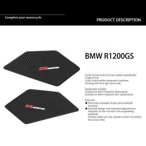 Motorcycle Fuel Tank Traction Decals For BMW R1200GS Adv Side Pad Gas Stickers - Picture 5 of 9