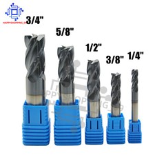 5Pcs 4 Flute 1/4",3/8",1/2",5/8",3/4" Solid Carbide End Mills Set - AlTiN Coated