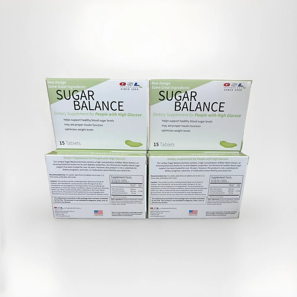 10 Pack! GSL Sugar Balance Supplement For High Glucose 15 Tablets/Box, 150 Total - Image 2 of 3