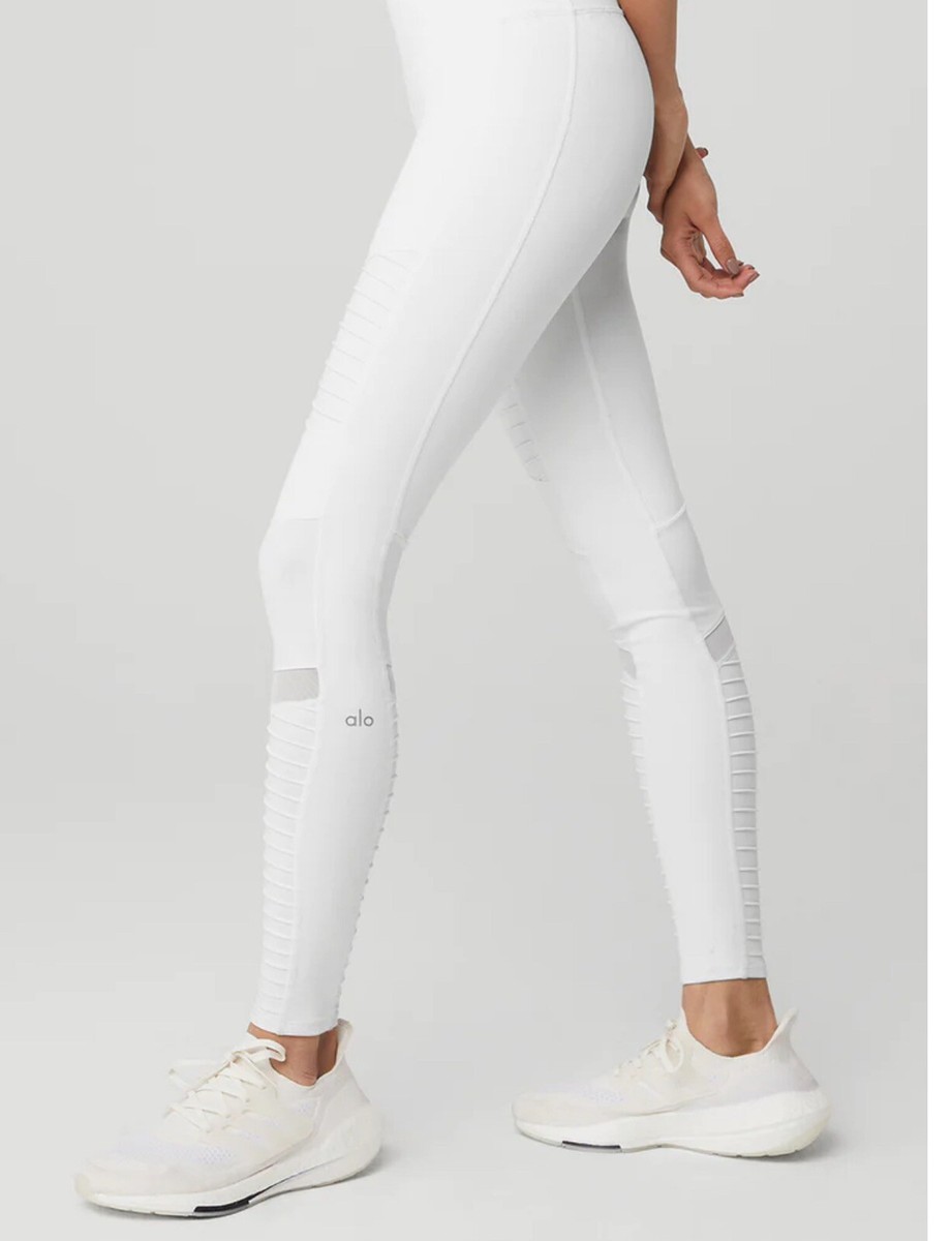 Alo yoga Regular Rise Waist Moto Leggings White size XS Retail