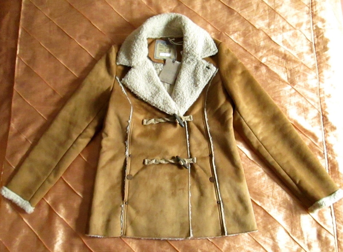 DREIMASTER DUFFLE JACKE TEDDYFUTTER VELOURS LAMMFELLOPTIK COGNAC