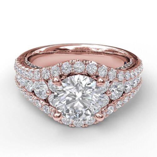 Anillo de bodas de diamantes de talla redonda, oro rosa de 18 quilates... - Picture 1 of 7