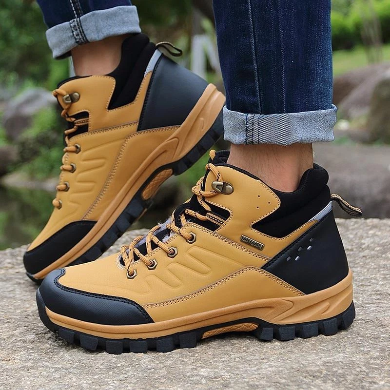 Desconexión hogar Borradura Botas De Cuero Para Hombre Zapatos Impermeables Con Piel Cálida Trabajo  Invierno | eBay