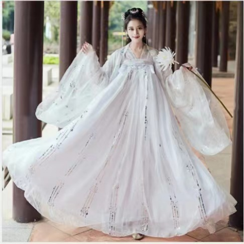 Red Women Hanfu Dress Folk Dance Stage Costumes Oriental Fairy Princess