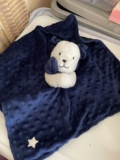 Little Me / Toy / 14x14 Blue White Teddy Bear Baby Blanket