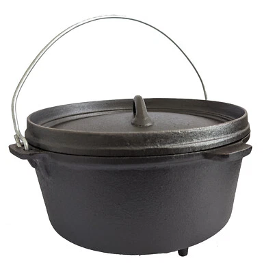 QTECK Gusseisen Dutch Oven Schmortopf Feuertopf Outdoor BBQ 4,5qt Ideal für 2-4 Pers.