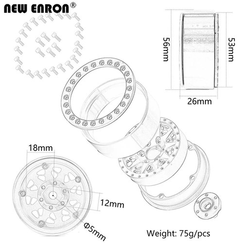 Beadlock RC Car Wheel Rims Alloy 1.9 For SCX10 90046 AXI03007 TRX4 Redcat Kyosho - Picture 14 of 28