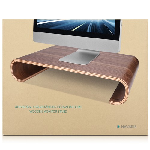Soporte de monitor y TV de madera de nogal para mesa y escritorio - Afbeelding 7 van 7
