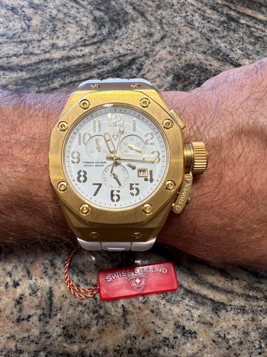 Swiss Legend Trimix Divers Watch, White, 10541 NWT