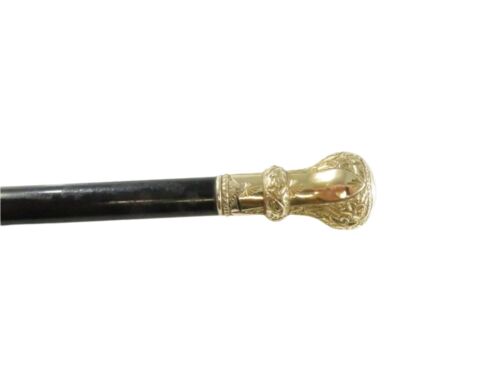 Victorian Ebony Walking Stick - Gold-Filled Knob Handle - Engraved CMH - Project