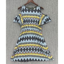 Ann Taylor Loft Womens Dress Size M Multicolor Ikat Cold Shoulder Fit & Flare