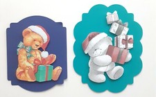 Bear Santa Cap Holiday Gifts Dimensional Card Scrapbook Embellishment 925
