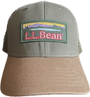 L.L. Bean Adult Patch Snapback Mesh Green and Brown Hat