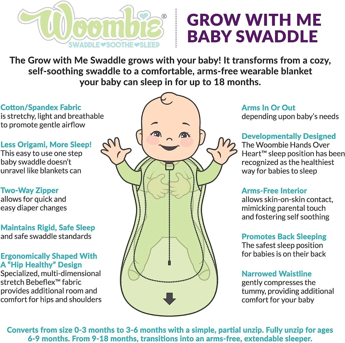 Woombie convertible swaddle 2025