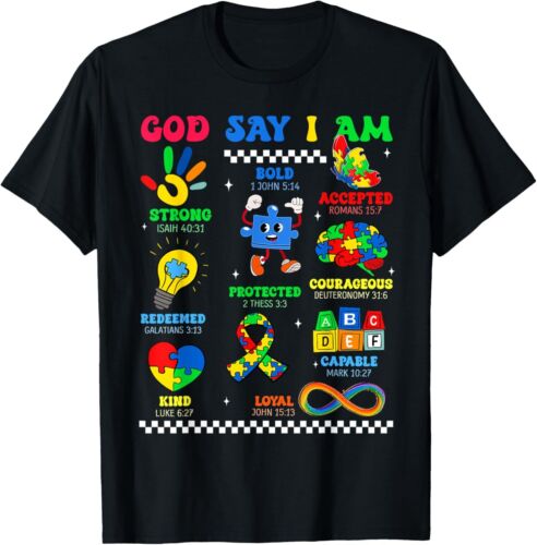 God Says I Am Be Kind Autism Awareness Shirts Women Men Kids T-Shirt