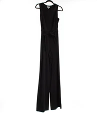 Halston NWT Nola Knit Sleeveless Jumpsuit with Belt Size 8 in Solid Black