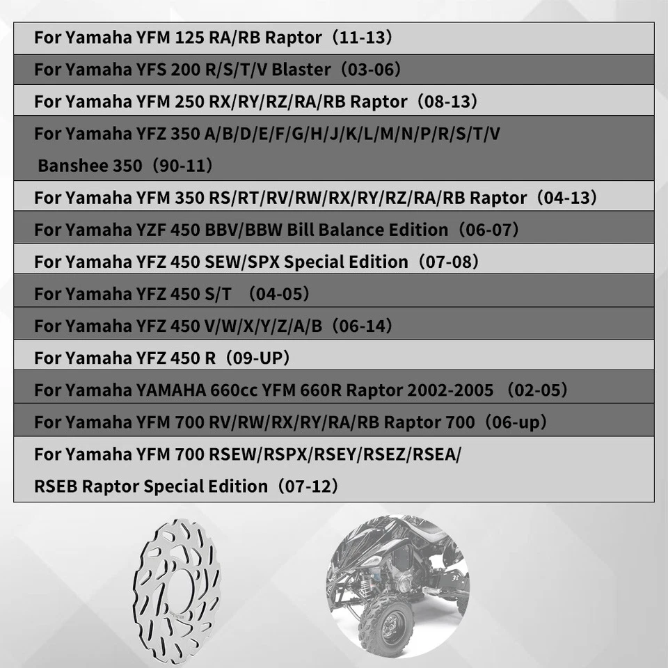 2x Rotores de disco de freno delanteros para Yamaha YFZ 450 YFZ450 2004-2012 YFZ450R 2009-2025 Foto 2 de 4