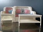 Vintage 1983 Barbie Cottage Dream White Faux Wicker Furniture Set