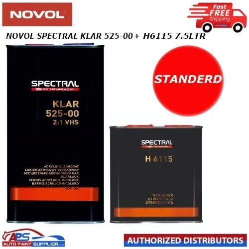 NOVOL SPECTRAL KLAR 525-00 VHS LACQUER + H6115 STANDARD HARDENER KIT 7.5LTR