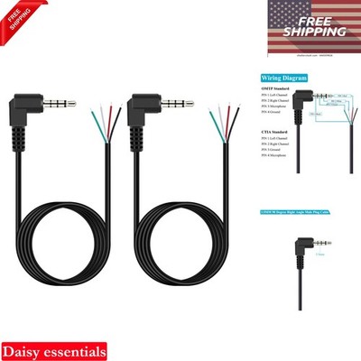 2-Pack 6ft 3.5mm Stereo Audio Cable Adapter with Right Angle Male Plug to Bar...
