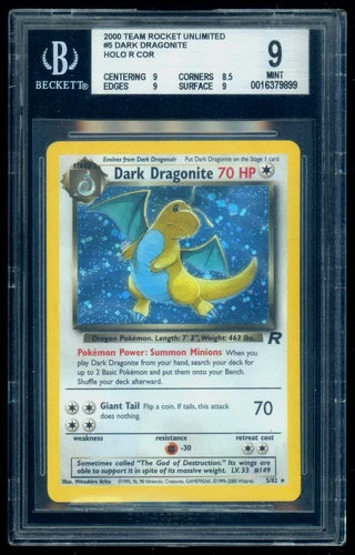 2000 Pokemon Rocket Unlimited #5 Dark Dragonite Holo BGS 9 Mint