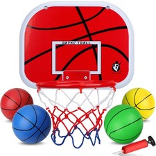Mini Indoor Basketball Hoop Set for Kids, Wall Mount Basketball Hoop Over Doo...