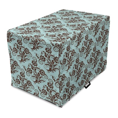 Art Nouveau Dog Crate Cover Vintage Swirls Vibrant Foliage Damask Style Class...
