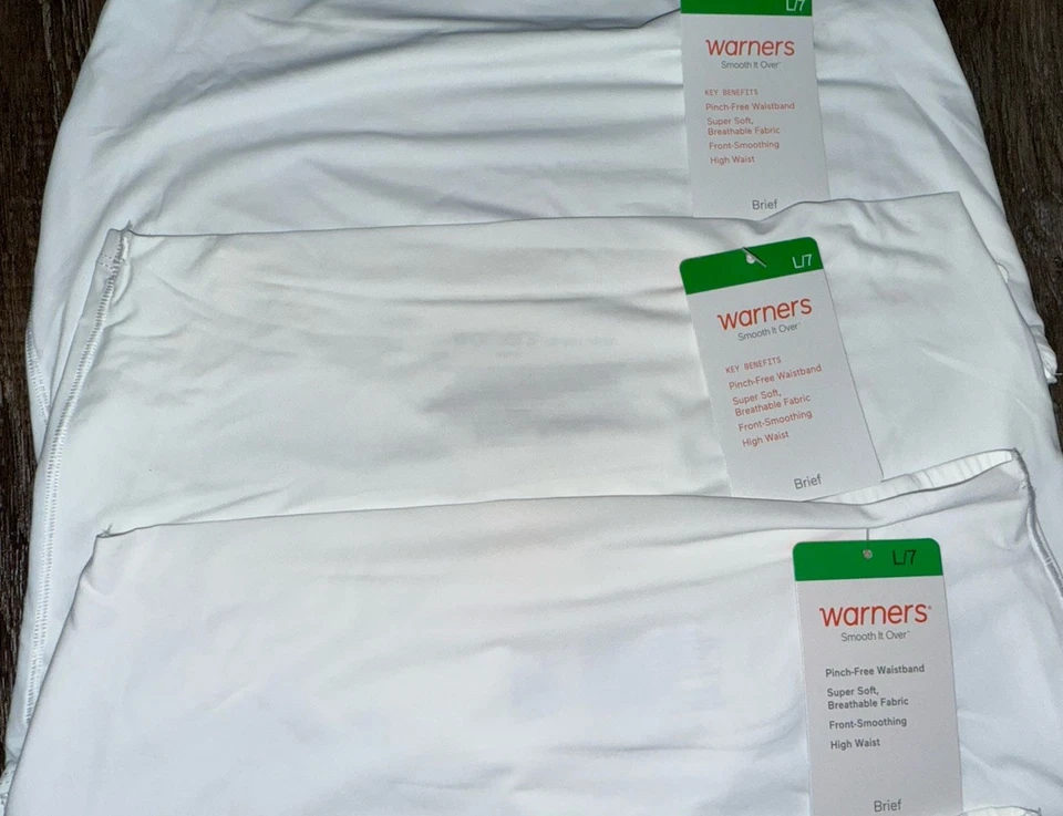 Warners ~ Womens Brief Underwear Panties Nylon Smooth Over High Waist 4-Pair ~ L - Image 2 of 4