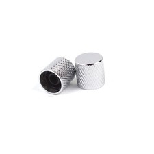 2x Metal Guitar Knobs For Tele or JB style,Flat-Top Chrome