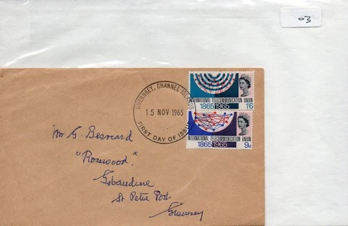GB - First Day Cover Plain (D 03 ) 1965  ITU  set  -  pmk. Guernsey