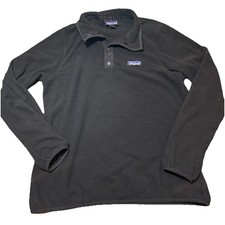Patagonia Kids Snap T Pullover FLEECE Sweater Size M 10 Black