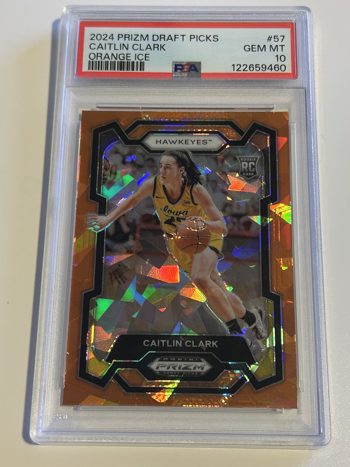 2024 Panini Prizm Draft Picks Caitlin Clark #57 Orange Ice PSA 10