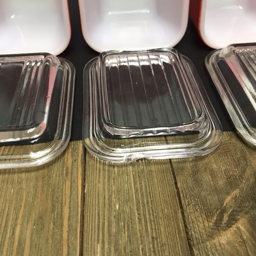 3 Red Vintage Pyrex #501 Refrigerator Dishes "Fridgies" with Lids ~1 small chip - Picture 10 of 10