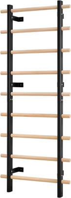 9-Level Swedish Ladder Wall Gym - 330LBS Solid Wood & Steel Stall Bars