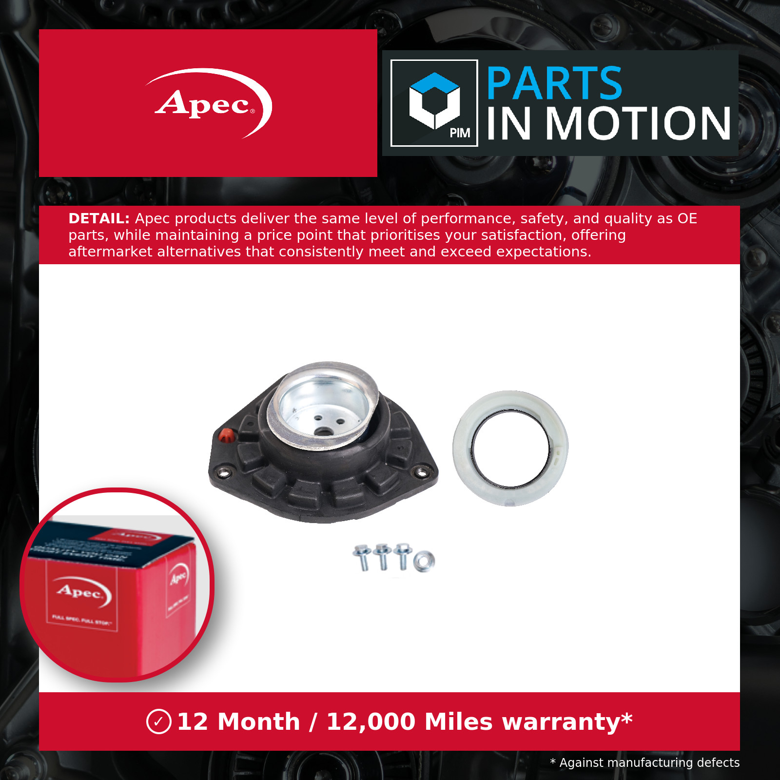 Top Strut Mounting fits RENAULT MEGANE Mk2 1.4 Front 2002 on 7701207678 Apec New