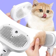 Cat Steam Brush, 3 in 1 Pet Hair Removal Tool, Self Cleaning Steamy Cat Brush...