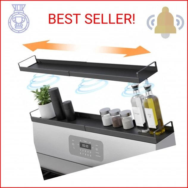 Extendable Steel Over the Stove Shelf for Back of Stove (16 to 30 Inches) Magnet