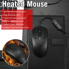 Heated Mouse with 3 Adjustable Temperature Levels Black Wired Ergonomic L2B3