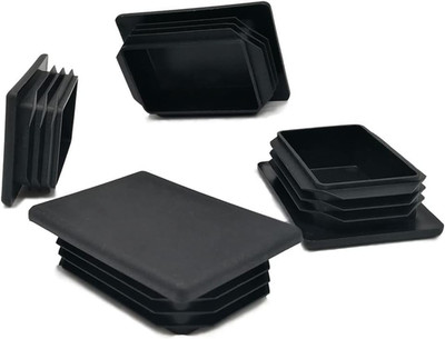 4 Pack 2 X 3 Inch Rectangle Plastic Plug Insert, 50Mm×75Mm Black End Cap for Met