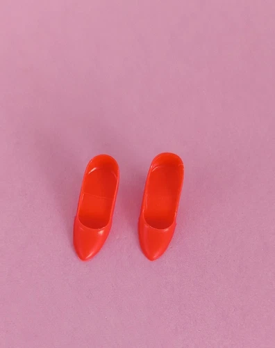 1960s Vintage Barbie Doll Red Closed Toe Shoes Pumps Japan