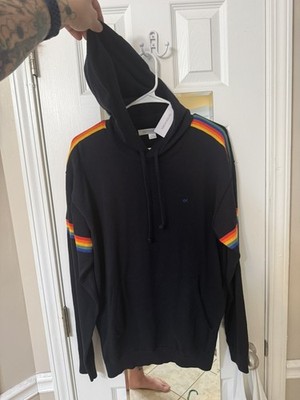 NWT Outerknown Nostalgic Sweater Hoodie OK Retro Black Rainbow Mens Medium 