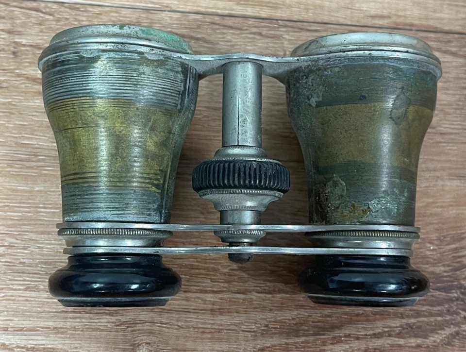 Sportiere Paris Antique Opera Glasses Binoculars Embossed Brass Floral France - Image 3 of 4