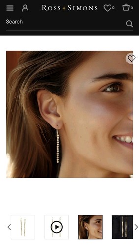 $429 Ross Simon 18k Yellow Gold/Sterling Silver Diamond Linear Tennis earrings - Picture 6 of 9