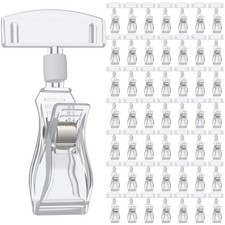 50 PCS Plastic Sign Holder Clips Rotatable Acrylic Double Sided Swivel Tag