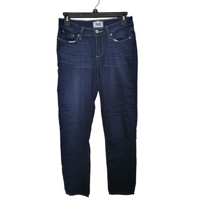 Paige Straight Leg Jeans Womens 27R Dark Wash Indigo Denim Mid Rise 5-Pocket